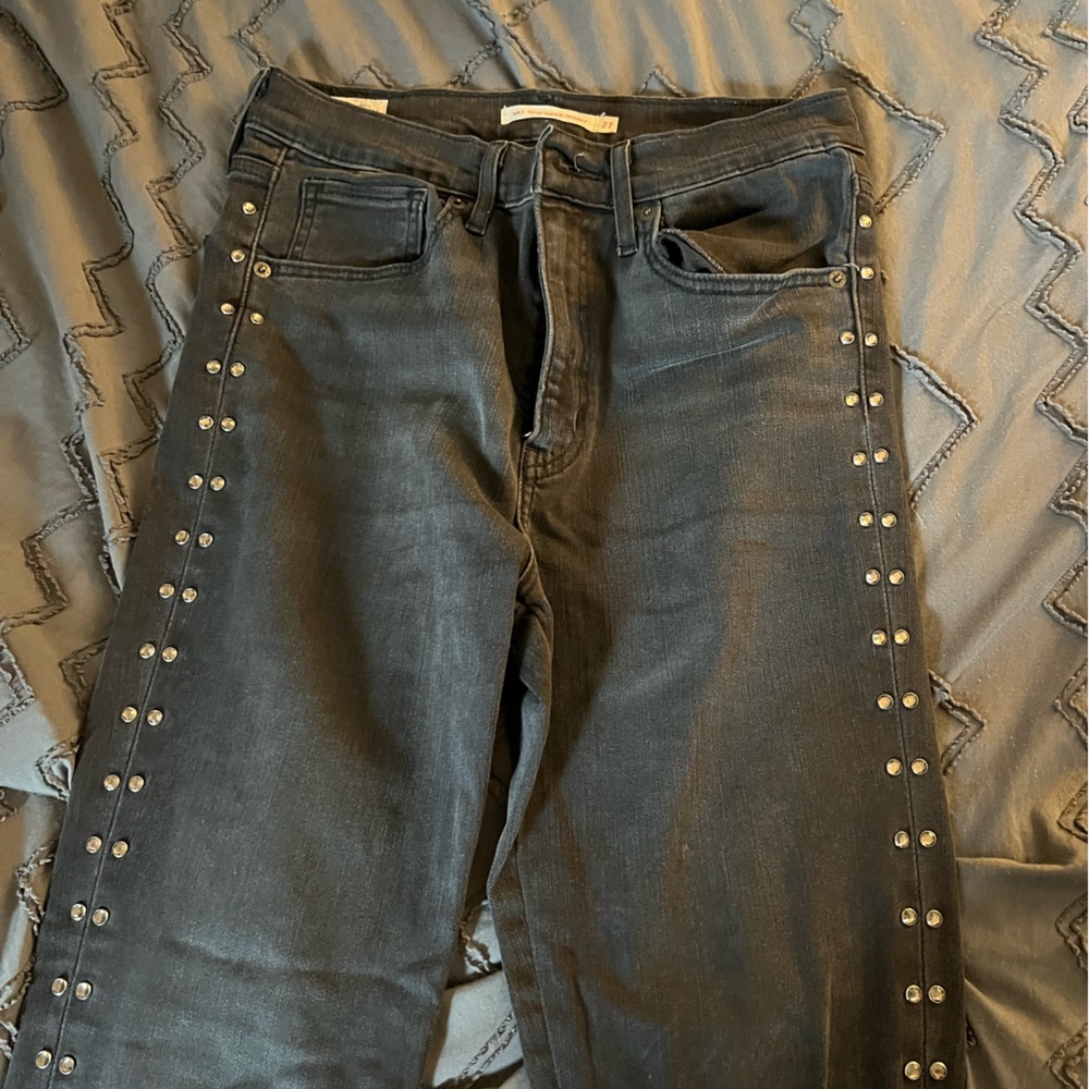 Levi’s black studded mile high super skinny jeans